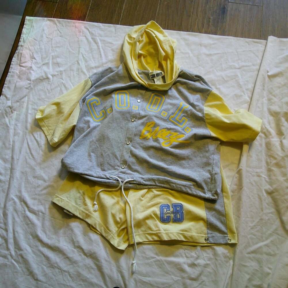 vTG 80 COOL BREEZE YELLOW GRAY COLORBLOCK IRIDESCENT SNAP FRONT MATCHING SHORT L